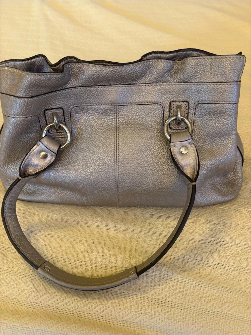 Coach Gray Leather Hand Bag Purse